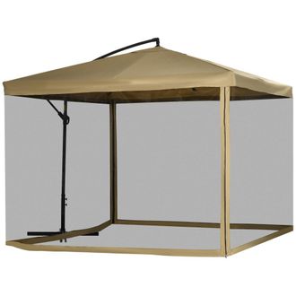 OUTSUNNY Sombrilla de jard&iacute;n 296x296x265 cm beige
