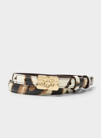 Ganni Womens Kat slim zebra print belt