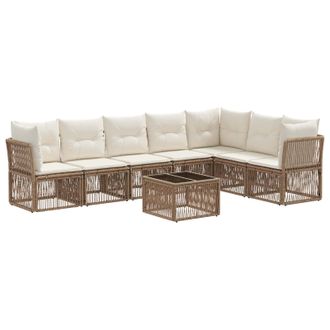 vidaXL Conjunto De Sof&aacute;s De Jard&iacute;n 8 Pcs Beige Rat&aacute;n Sint&eacute;tico Vidaxl