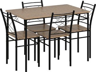 HOMCOM 5 Piece Dining Table and Chairs Set - Space Saving - Oak | TJ Hughes