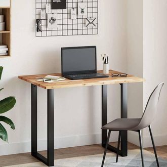 Berkfield Home Desk Top Oil Finished 100x70x2 cm Solid Wood Acacia in Brown | Size: 100 x 70 x 2 cm