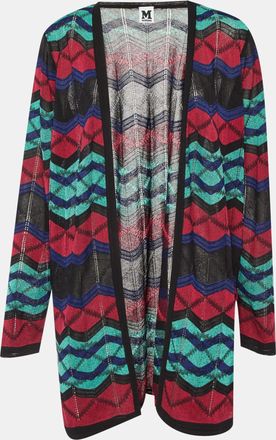 M Missoni Multicolor Chevron Knit Open Front Cardigan