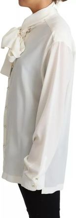 Dolce & Gabbana White Blouse Ascot Collar Shirt Silk Womens Top (Pre-Owned)