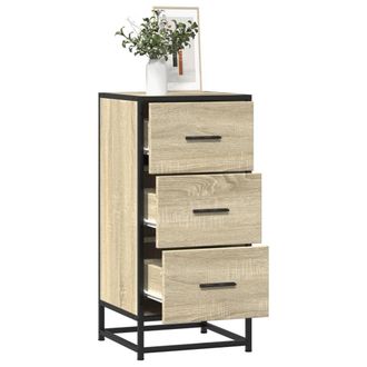 Berkfield Home Sideboard Sonoma Oak 35.5x35x76 cm Engineered Wood & Metal in Brown