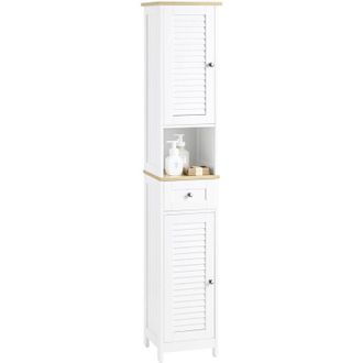 SoBuy Sobuy - Mueble Columna De Ba&ntilde;o Armario Para Ba&ntilde;o Alto Con 5 Estantes 1 Compartimento Abierto 2 Puertas Y 1 Caj&oacute;n 32 X 30 X170cm Frg236-wn Es