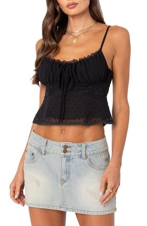 Edikted Wendy Tie Back Lace Crop Camisole in Black at Nordstrom, Size Small