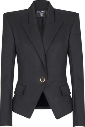 Balmain Grain de poudre jas met 1 knoop - Dames - Blazers - Zwart - XS - Wol - Jassen
