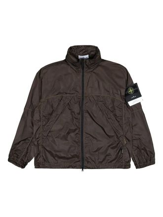 Stone Island concealed-hood zip-up windbreaker - Green