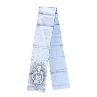 Chanel Vintage, unisex, Blauw, ONE Size, Pre-owned Vintage Zijden Sjaal