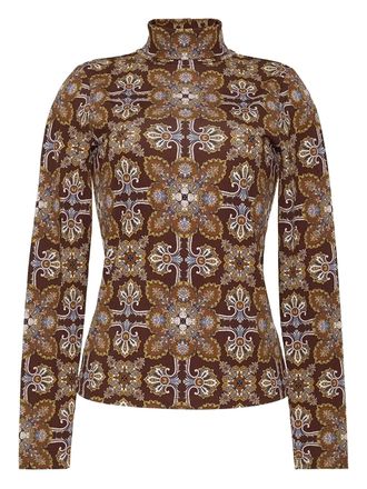 Cara Cara printed mock-neck top - women - Viscose/Spandex/Elastane - S - Brown