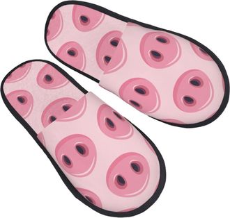 Generic Plush Slippers Pig Nose Furry Fuzzy Slippers Cozy Cotton Slipper For Ladies Holiday Travel L
