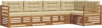 vidaXL Conjunto De Sof&aacute;s De Exterior 5 Uds. Natural Y Beige Vidaxl