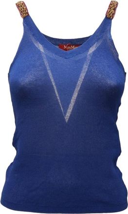 Max Mara Tops, Dames, Blauw, S, Katoen, Decorated Top Bligny Model
