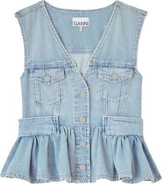 Ganni Top peplo in denim Ganni
