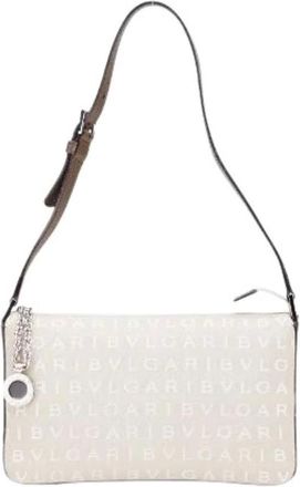 Bulgari Pre-owned Shoulder Bags, female, Beige, Size: ONE SIZE Pre-owned Canvas Shoulder Bag
