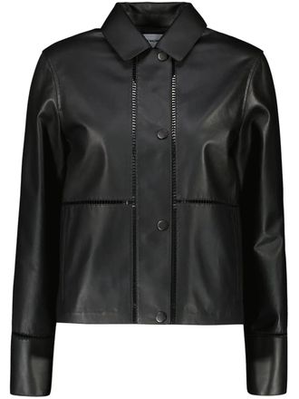 Yves Salomon ladder-stitch leather jacket - women - Lambskin/Viscose/Fabric - 40 - Black