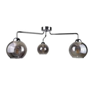 Netlighting Pluton Multi Arm Semi Flush Ceiling Light Silver 70cm 3x E27