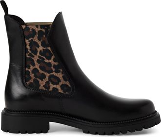 Tamaris Tamaris Dames Zwarte Luipaard Leren Klassieke Hoge Chelsea Enkellaarsjes