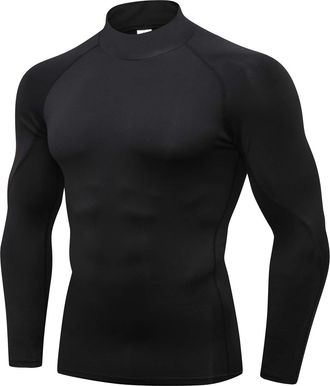 Generic Mens Mock Turtleneck Compression Shirts Long Sleeve Sun Protection Shirts Cooling Workout Gym Tops Undershirt (UK, Alpha, XXL, Regular, Short, Standar