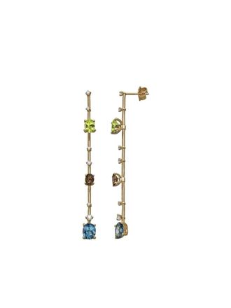 Mattia Cielo 18K yellow gold Rugiada Pietre multi-stone earrings - women - Diamond/18kt Yellow Gold/Peridot/quartz/Blue Topaz - One Size