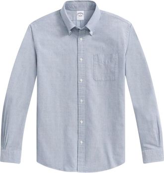 Brooks Brothers Blauw Regular Fit Oxford Katoenen Vrijdag Sportshirt met Polo Knoop-Down Kraag - Heren - Casual Overhemden - Blauw - S - Katoen - Overhemden