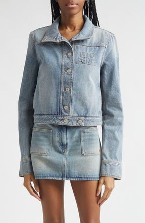 Courr&egrave;ges Reedition Denim Jacket in Denim Bleu Delave at Nordstrom, Size 8 Us