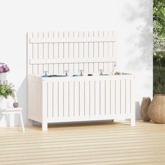 Berkfield Home Garden Storage Box White 115x49x60 cm Solid Wood Pine | Size: 115 x 49 x 60 cm