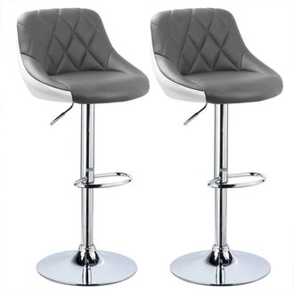 Woltu Set 2 Sgabelli Bar Cucina Girevole Schienale Alto In Ecopelle Vari Colori Colore: Grigia + Bianco