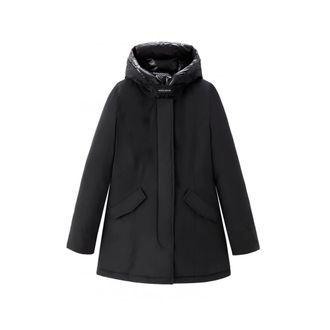 Woolrich Down Jackets, female, Black, Size: XS Black Long Sleeve Puffer Parka Jacket