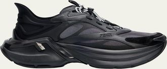 Fendi Mens F-Light Leather & Mesh Running Sneakers