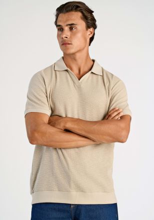 Lindbergh Kurzarmshirt LINDBERGH, Herren, Gr. XXL, stone, Piqu&eacute;, Obermaterial: 100% Baumwolle, unifarben, regular fit h&uuml;ftbedeckend, V-Ausschnitt, elastischer B