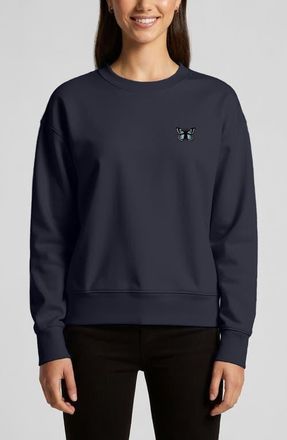 Dalix Butterfly Relaxed Fleece Crewneck Sweatshirt in Ink Blue at Nordstrom, Size Xx-Large