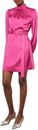 Ming Wang Belted Long Sleeve Satin Minidress in Mulberry at Nordstrom Rack, Size X-Large