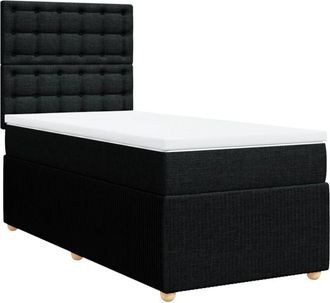 vidaXL Cama Box Spring Con Colch&oacute;n Tela Negro 90x200 Cm Vidaxl
