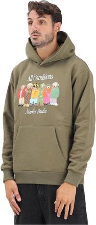 Market Leuke Beerprint Hoodie - Heren - Hoodies - Groen - M - Hoodies & sweatvesten