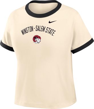 Nike Womens College (Winston-Salem State) Cropped Ringer T-Shirt in Brown | ZW04N9WISA26-NAB