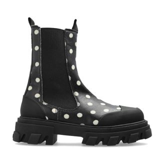 Ganni Chelsea Boots, female, Black, Size: 11 US Polka Dot Pattern Ankle Boots