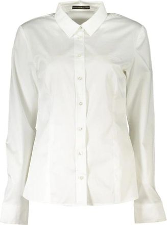 Guess Witte Katoenen Overhemd met Italiaanse Kraag - Dames - Overhemden - Wit - L - Katoen - Overhemden