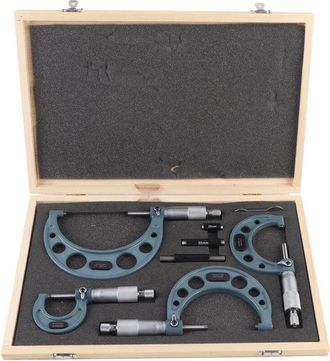 OEM Juego De Micr&oacute;metros Externos M&eacute;tricos, 4 En 1, 4 Calibradores De Medici&oacute;n Externos De 0-100 Mm Con Estuche, Calibrador De Medici&oacute;n De Carburo Cementa