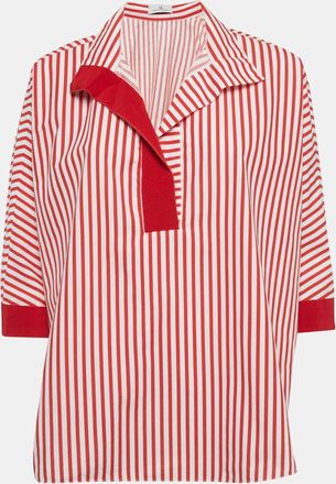 Carolina Herrera Red Striped Cotton Oversized Top