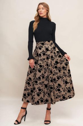 Flying Tomato Woven Maxi Skirt In Brown And Black