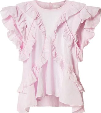 Isabel Marant Nalou ruffled top - women - Cotton/Viscose - 34 - Pink