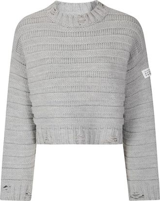 Maison Margiela Distressed Cropped Knit Sweater