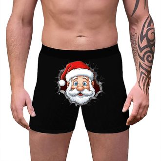 Generic Christmas 3D Print Boxers For Men Xmas Underwear Briefs MenS Funny Sport Panties Stretch Breathable Sleepwear Shorts Comfy Elastic Waist Knickers Dail