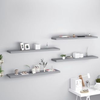 Berkfield Home Floating Wall Shelves 4 pcs Grey 120x23.5x3.8 cm MDF