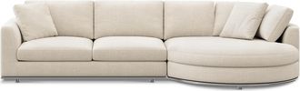 Castlery Hamilton Round Chaise Sectional Sofa Right Facing Customized, Performance Linen Weave Cream, Spill Resistant, Removable Covers for Sofas, Castlery