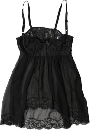 Dolce & Gabbana Silk Floral Lace Lingerie Top - Dames - Tops zonder mouwen - Zwart - S - Tops