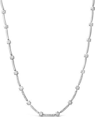 House of Brilliance 14K White Gold 1.0 Cttw Diamond Flower and Bar Station Necklace at Nordstrom