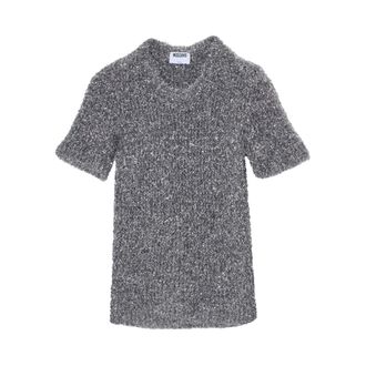 Moschino Round-neck Knitwear, female, Gray, Size: S Maglia Manica Corta Holidays