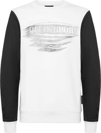 Plein Sport logo-print panelled sweatshirt - men - Cotton/Polyester - L - White